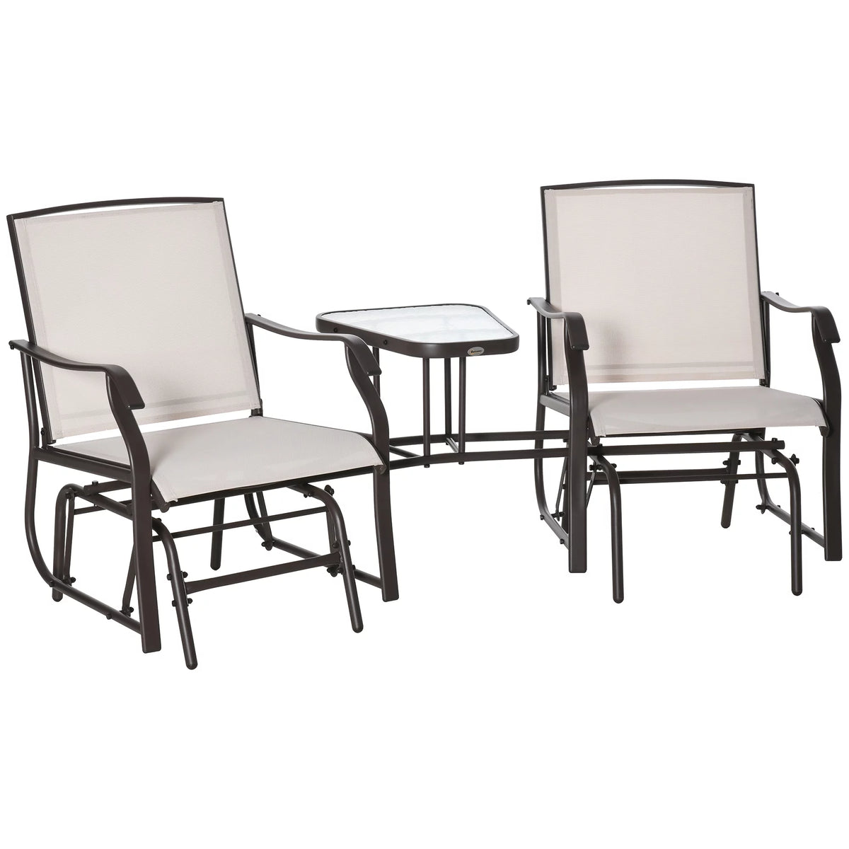 2 Person Sling Fabric Double Glider Rocker Chair with Table Q984