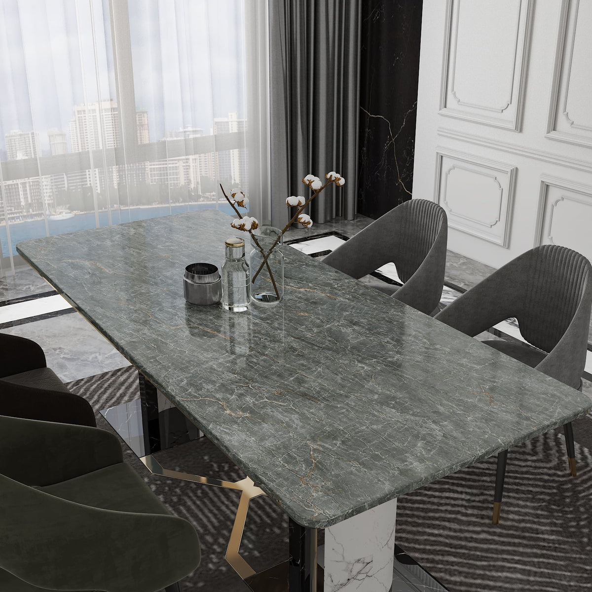 24"x354" Grey Marble Peel and Stick Wallpaper E75473