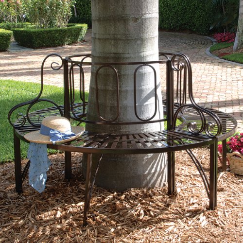 47 Inch Grey Circular Garden Tree Bench Seat F68575