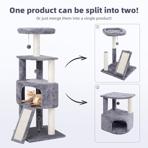Grey Cat Tree with Scratching Post W16451