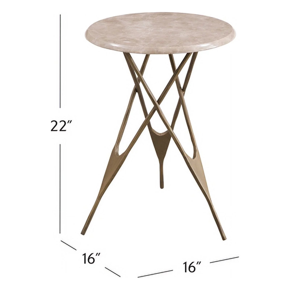 Antique Brass Accent Table with Beige Marble Top O24936