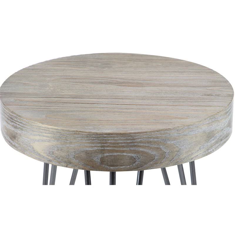 Brown Wood and Metal Accent Table T8249