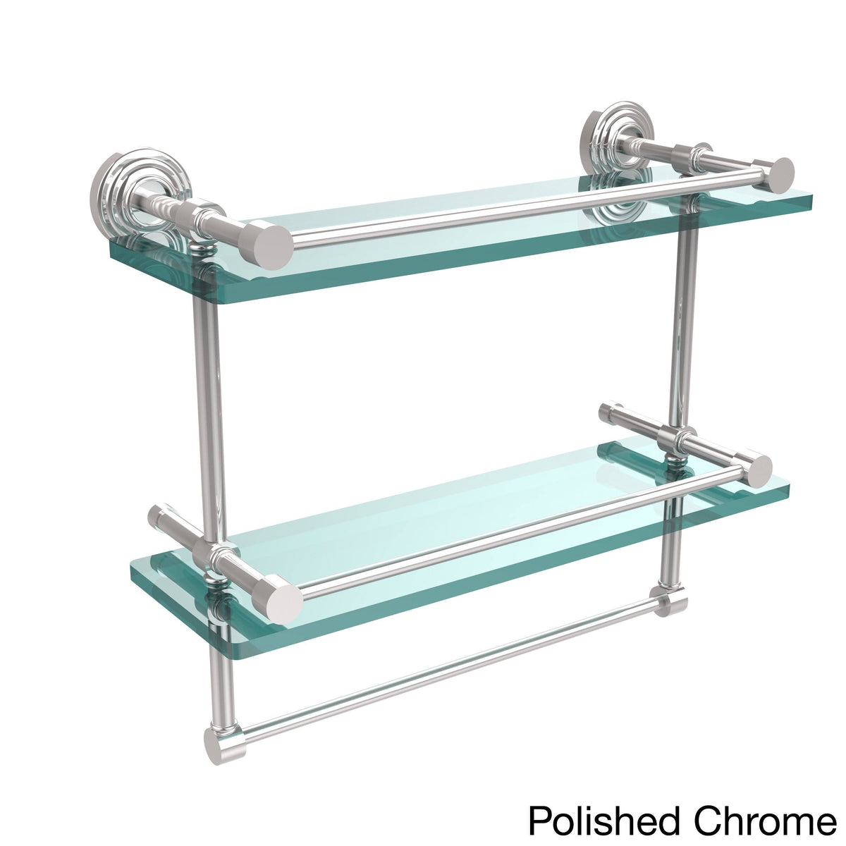 Antique Copper Double Glass Shelf with Towel Bar L1518