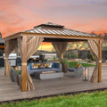 12'x16' Hardtop Gazebo with Curtains and Netting A53699