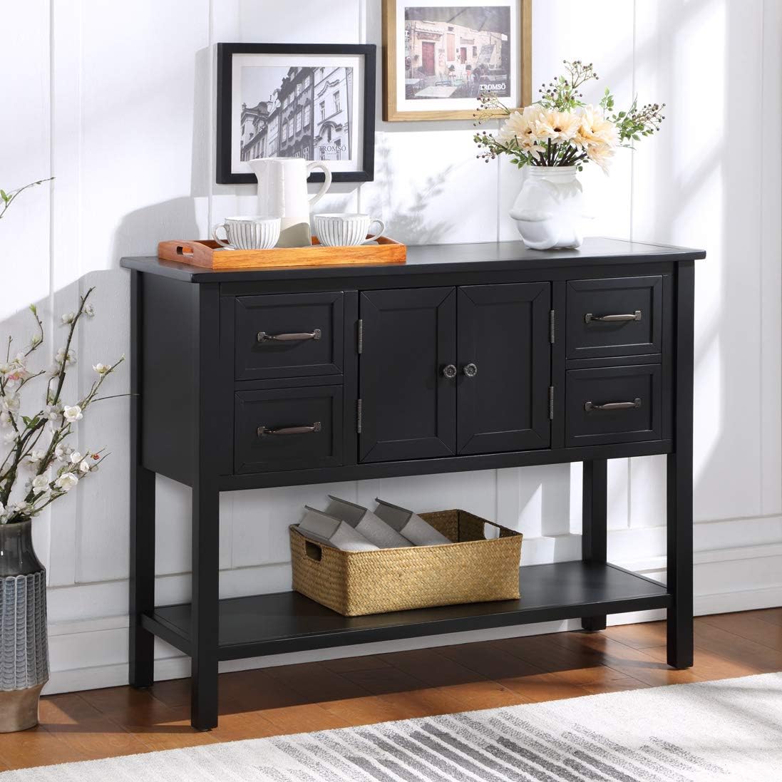Light Green 6 Drawers Sideboard Cabinet with Bottom Shelf Q3650