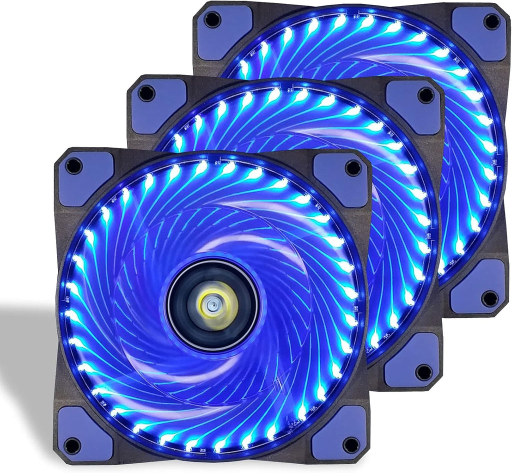 Blue 3 Pcs 120mm LED Case Fan D38189