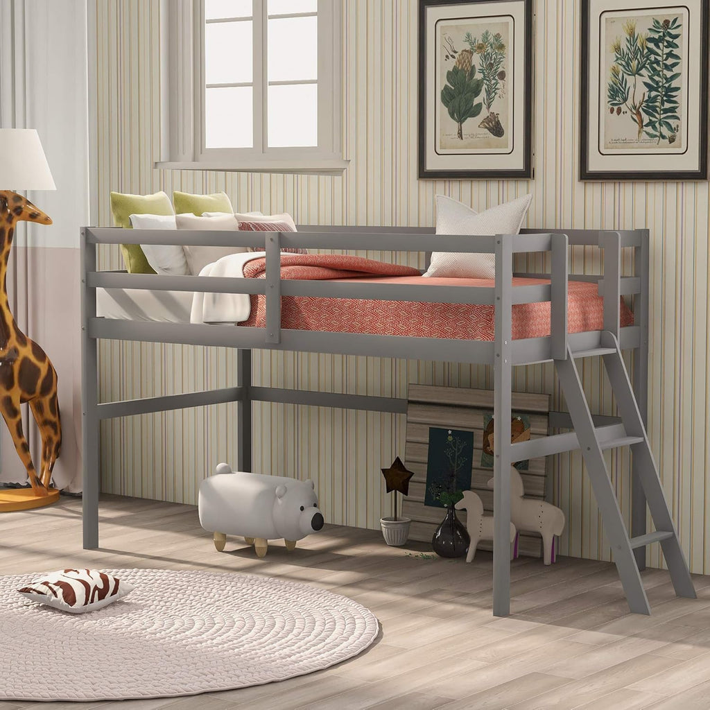 Twin Loft Beds with Slide and Staircase I536