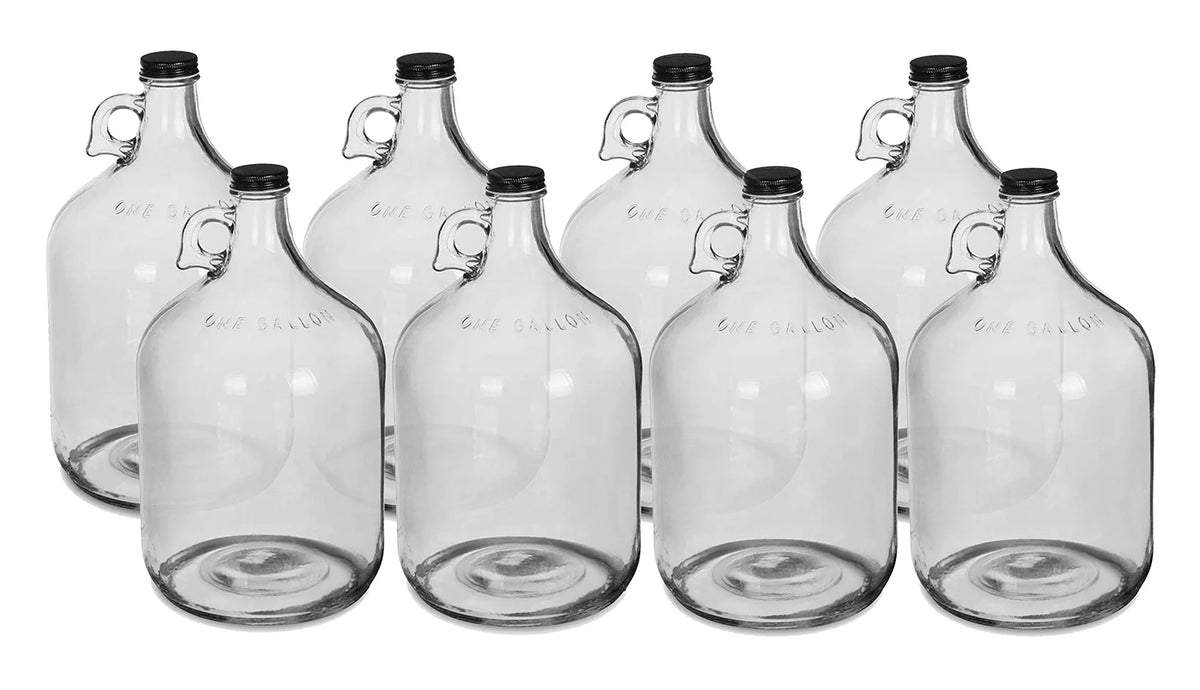 One Gallon Glass Jug with Black Metal Screw Cap (Set of 8) L49426