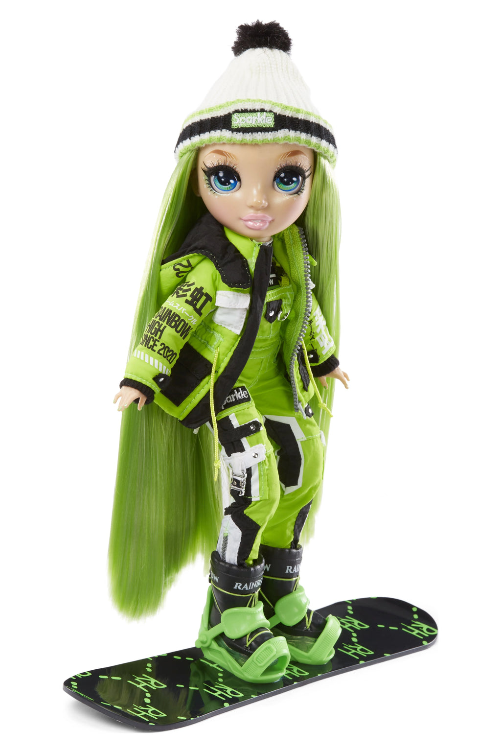 Green Winter Break Fashion Doll and Playset with 2 Complete Doll Outfits, Snowboard and Winter Doll Accessories W849884
