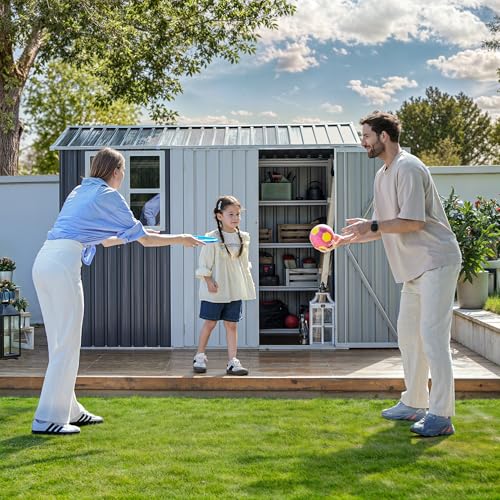 6x4ft Dark Gray Metal Storage Shed E4312