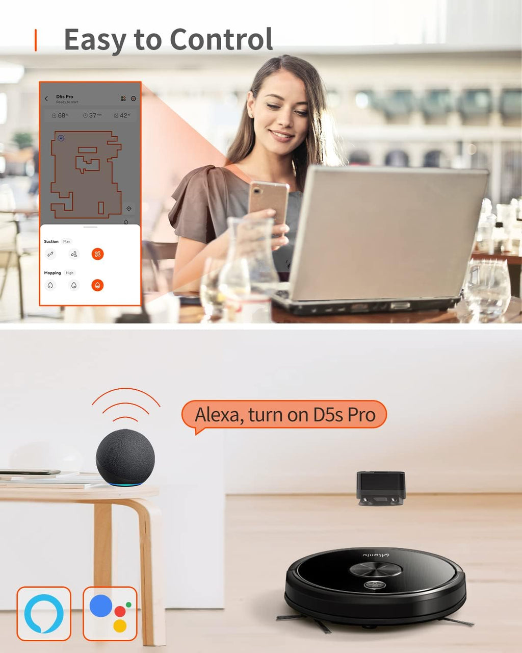 Robot Vacuum and Mop Combo, 3000Pa Suction Q546