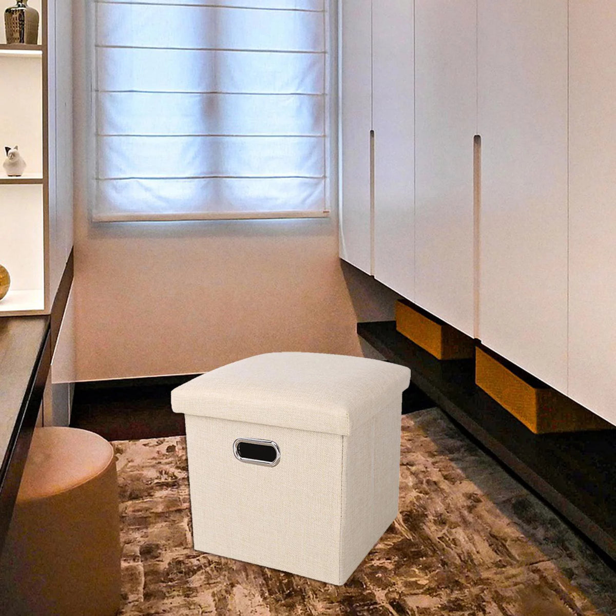 Beige Storage Ottoman Bench T8262