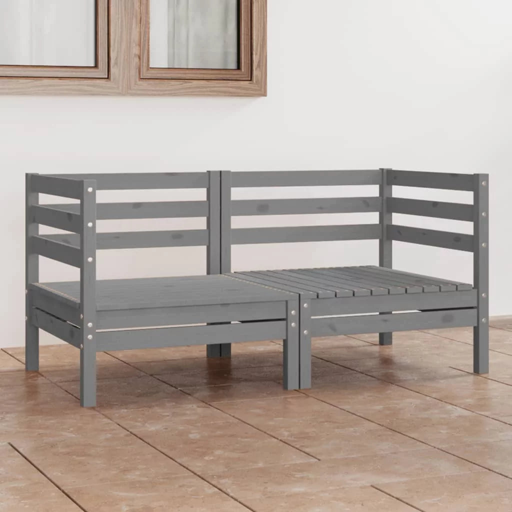2-Seater Gray Solid Wood Sofa N27170