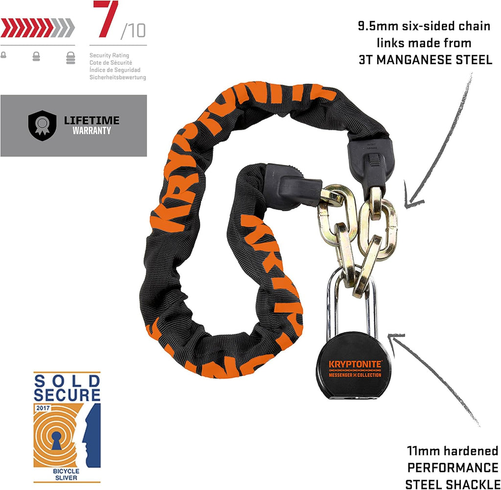 Black 9.5mm Chain Bicycle Padlock K5772