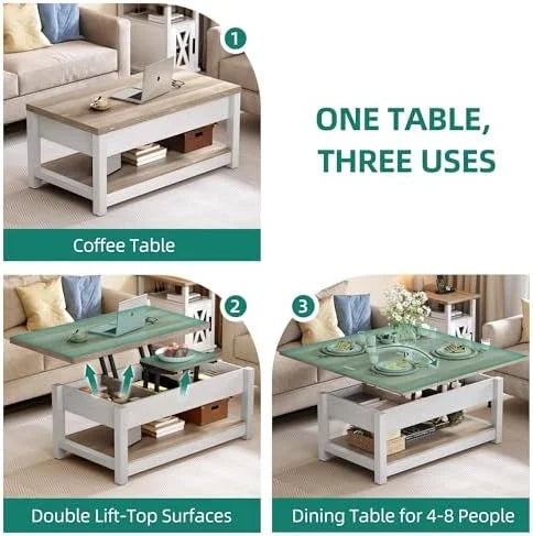 Lift Top Coffee Table Rustic Brown J244366