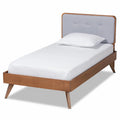 Light Grey and Brown Wood Twin Size Platform Bed D26510