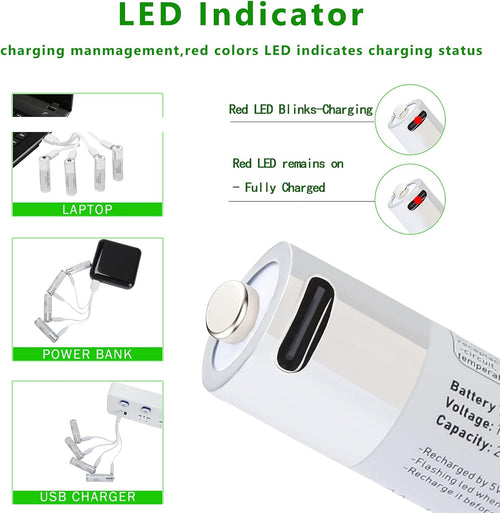 10 Pack Rechargeable AA Lithium Batteries with 4 in 1 USB Charging Cable C599405