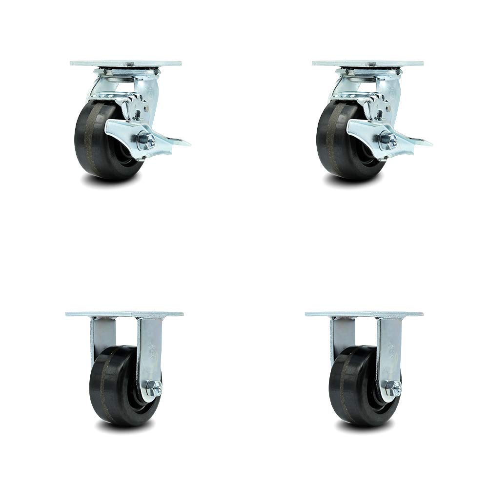 10 Inch Swivel Caster with Brake Semi-Pneumatic Wheel Pack of 2 E785955