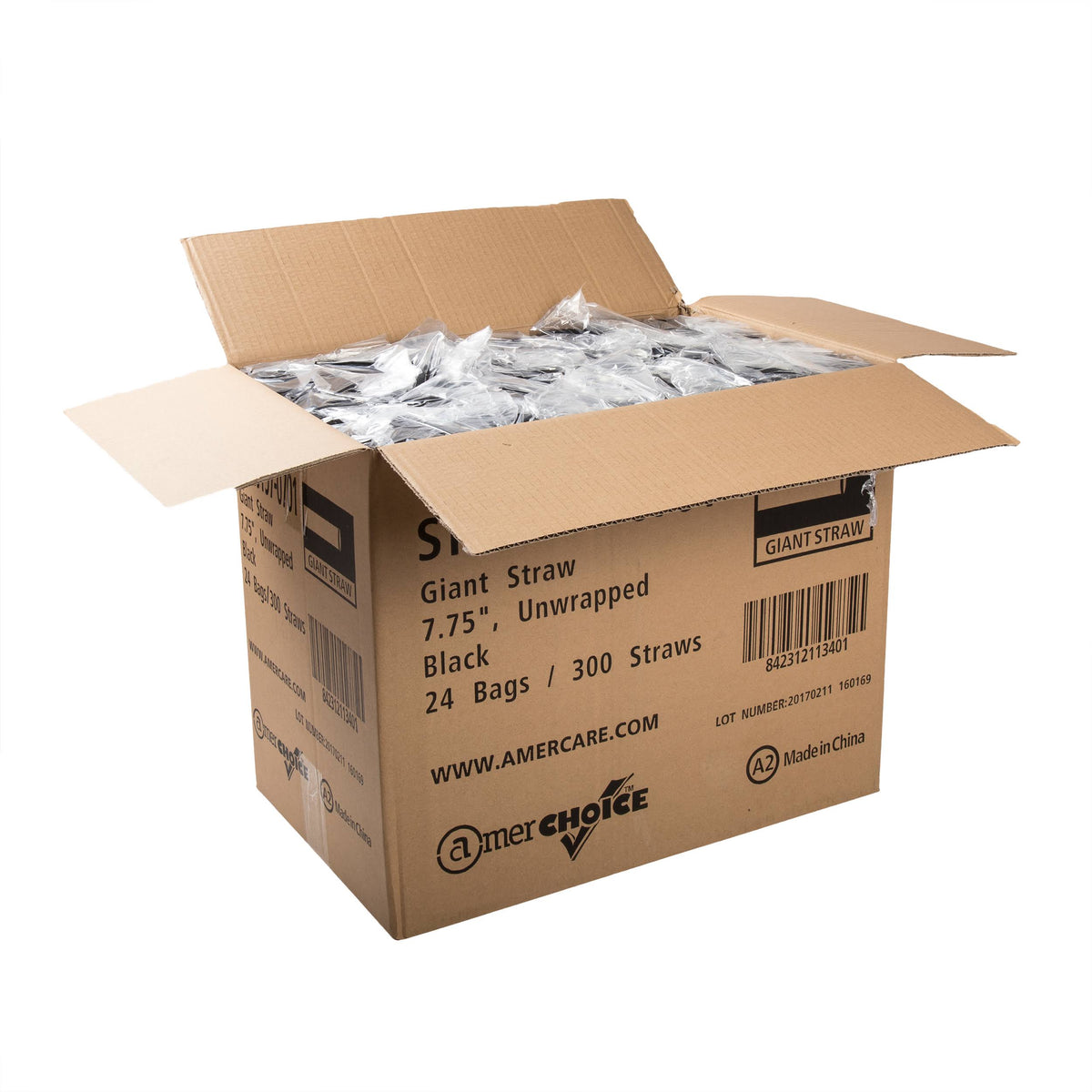 Black Unwrapped Straws, Case of 7200 F82299