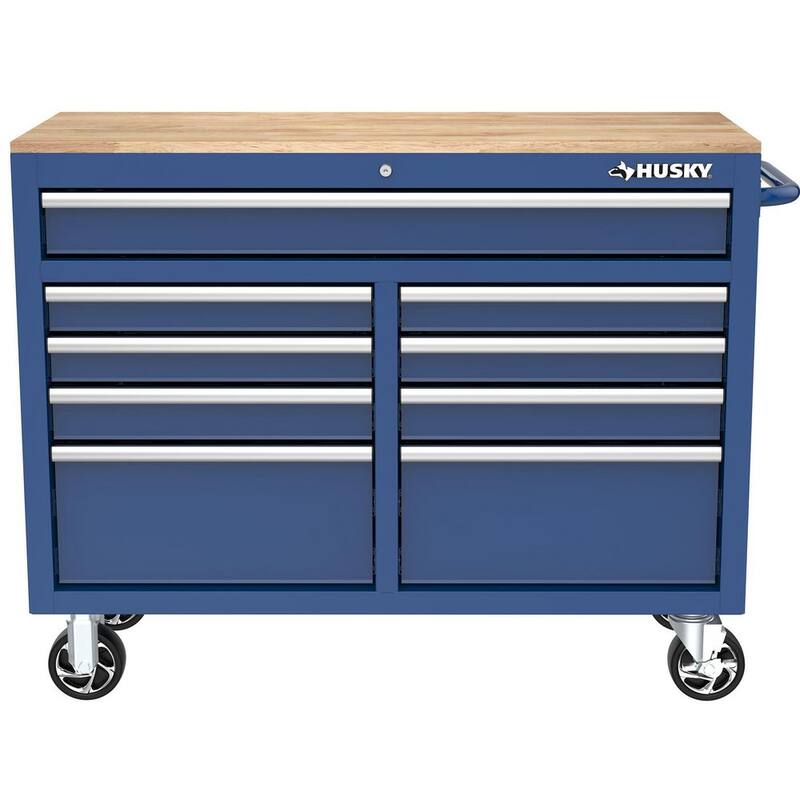 46 in. Gloss Blue Mobile Workbench Cabinet D2572