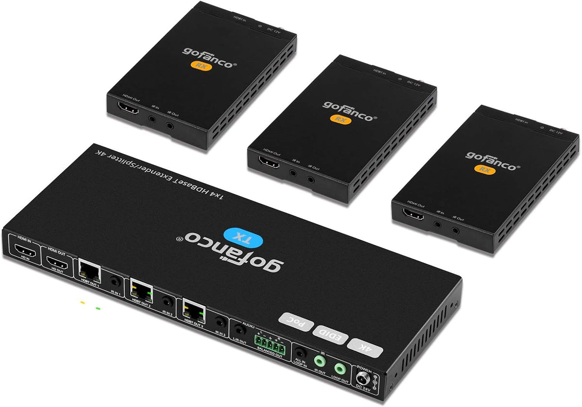 1x4 HDMI Extender Splitter 1080p Over Ethernet Cable with HDMI Loopout J982142