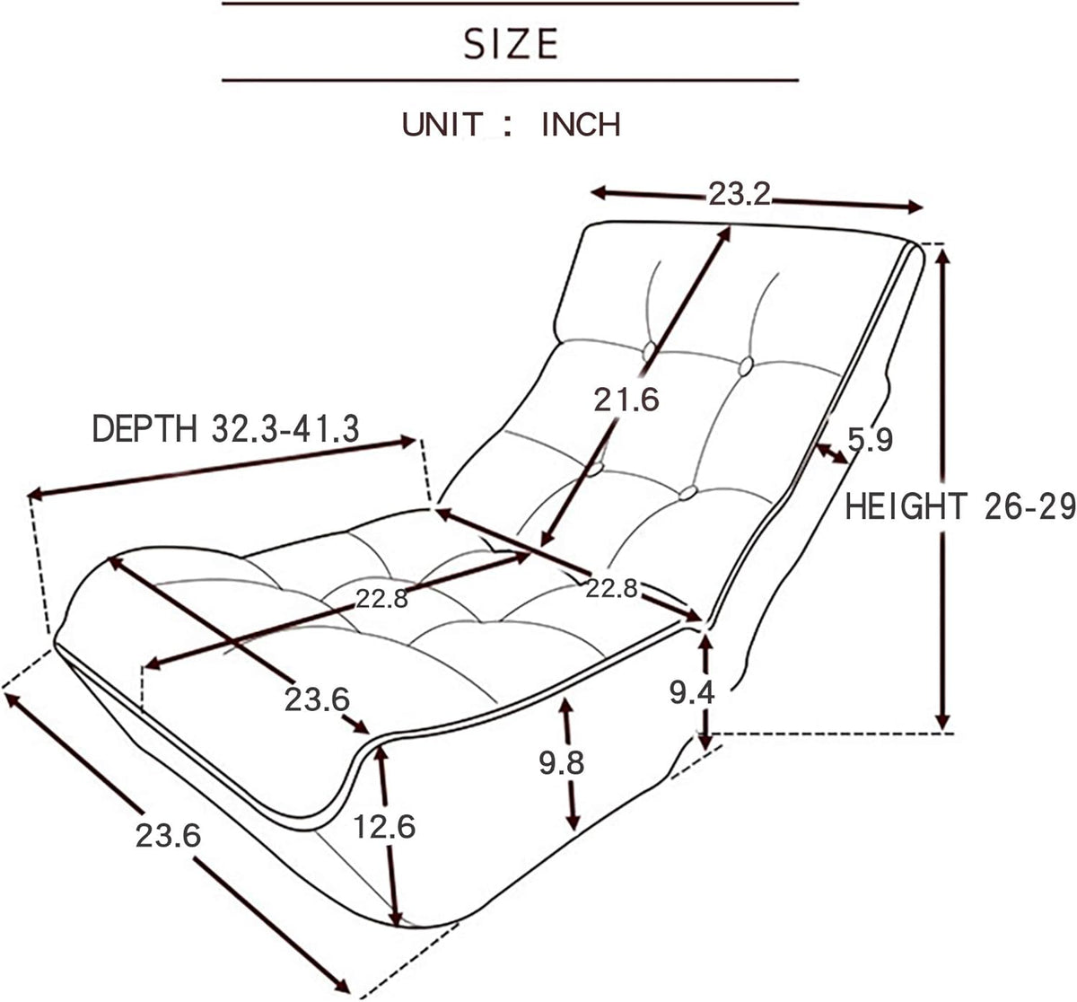 Grey Adjustable Floor Chaise Lounge Chair R71658