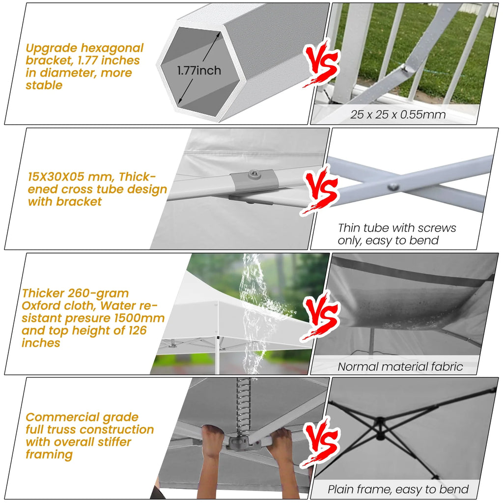 White 10'x20' Waterproof Pop Up Canopy Tent M846960