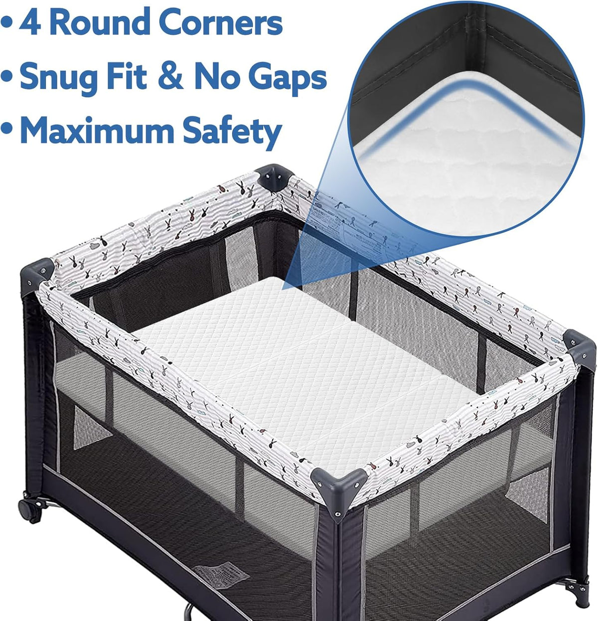 38’’x26’’ Waterproof Portable Crib Mattress Topper E26574