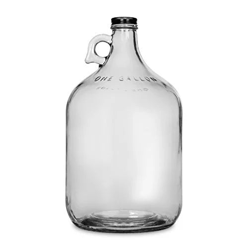 One Gallon Glass Jug with Black Metal Screw Cap (Set of 8) L49426
