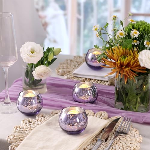 Round Gold Mercury Glass Candle Holder Set of 12 A161394