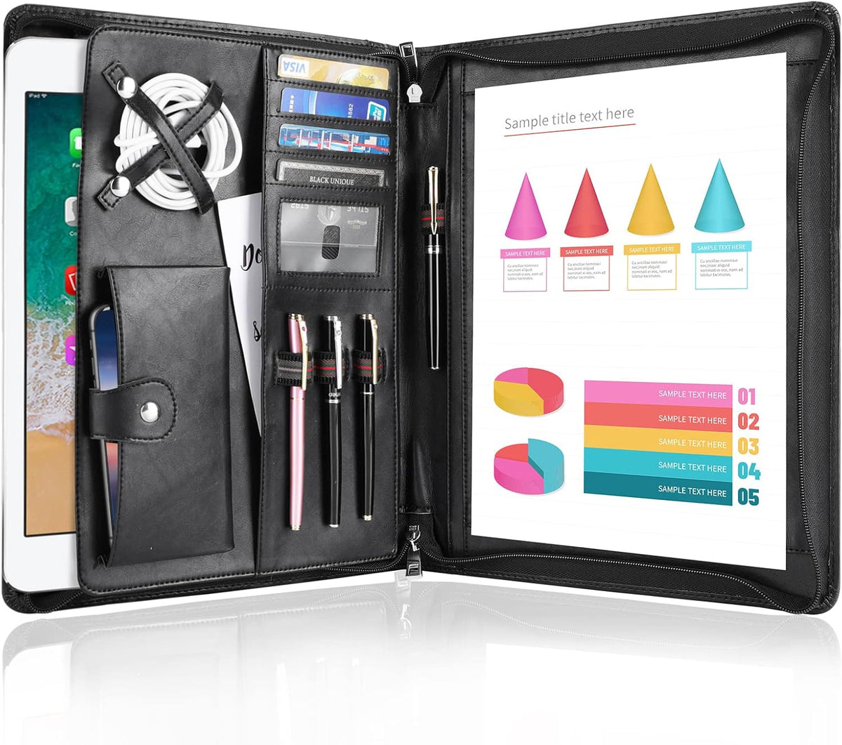 Zippered Padfolio Organizer with Business Card Holders Z9003