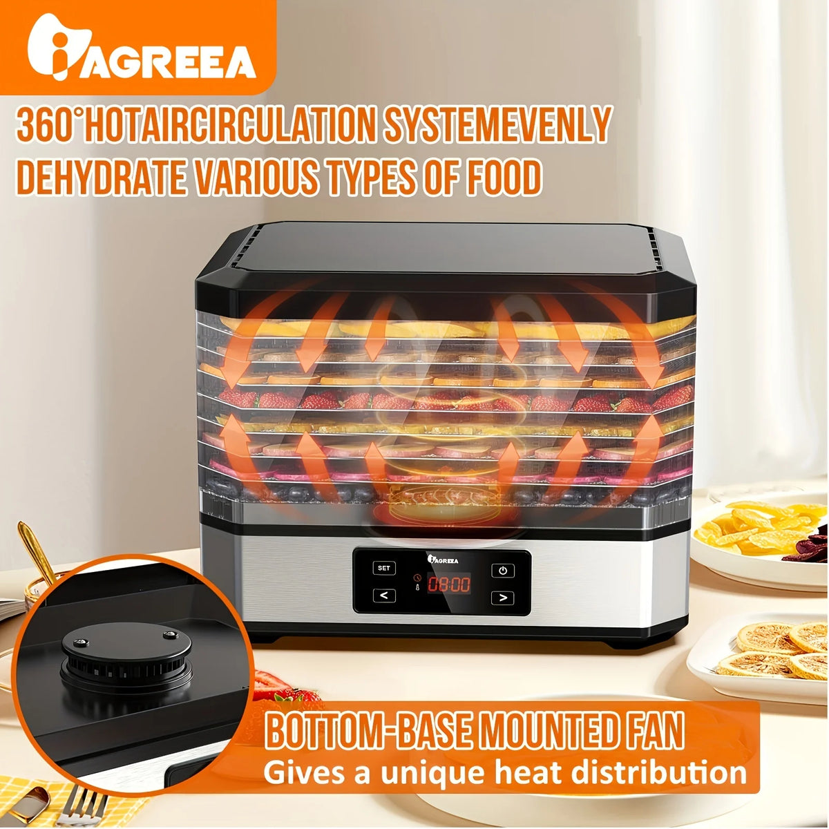 8 Trays Digital Food Dehydrator V490781