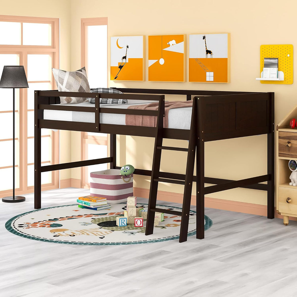 Twin Loft Beds with Slide and Staircase I536