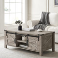 48-Inch Coffee Table with Sliding Barn Doors and Storage Cabinets Q832650