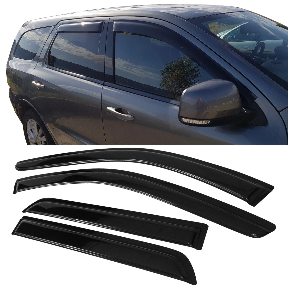 4Pc Acrylic Window Visors Vent Deflector Rain Guard U4332