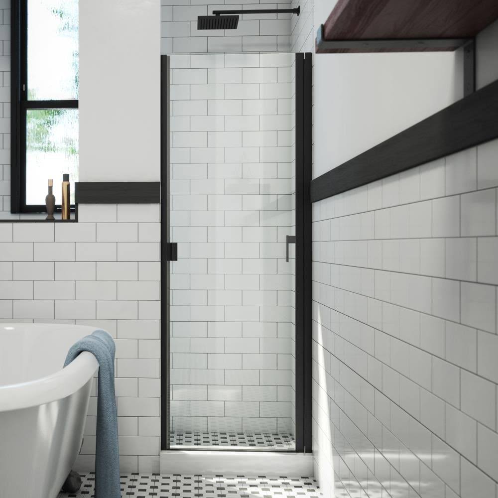 Matte Black Clear Semi-Frameless Hinged Shower Door W2999