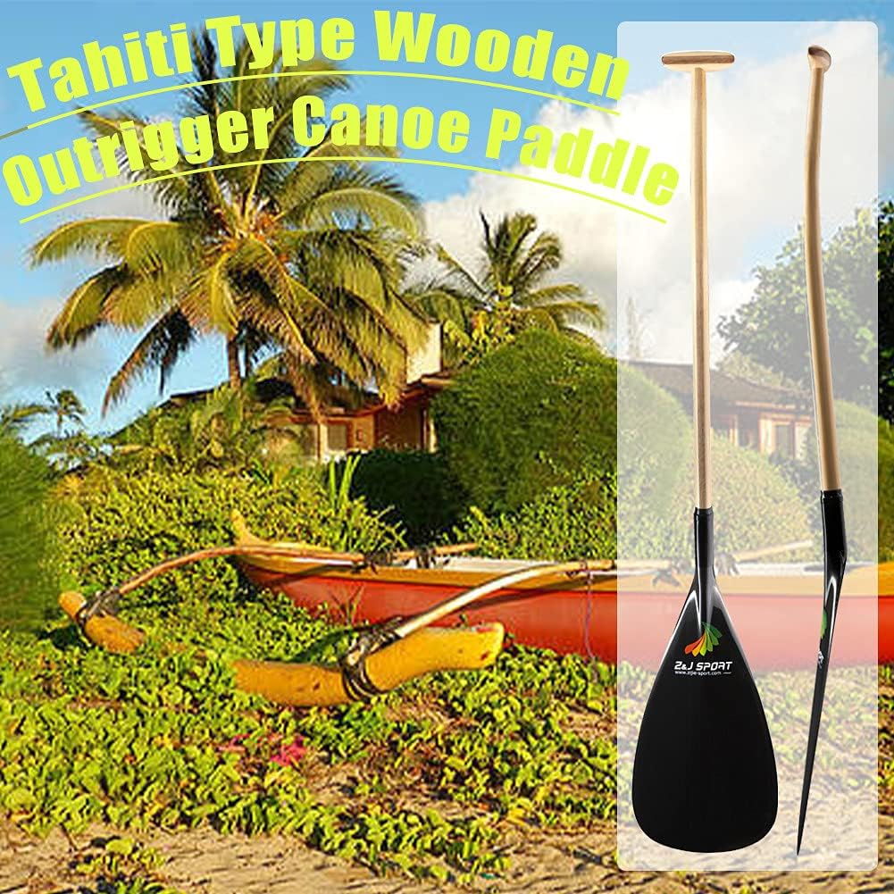 Outrigger Canoe Paddle with Carbon Blade and Wood Bent Shaft U525