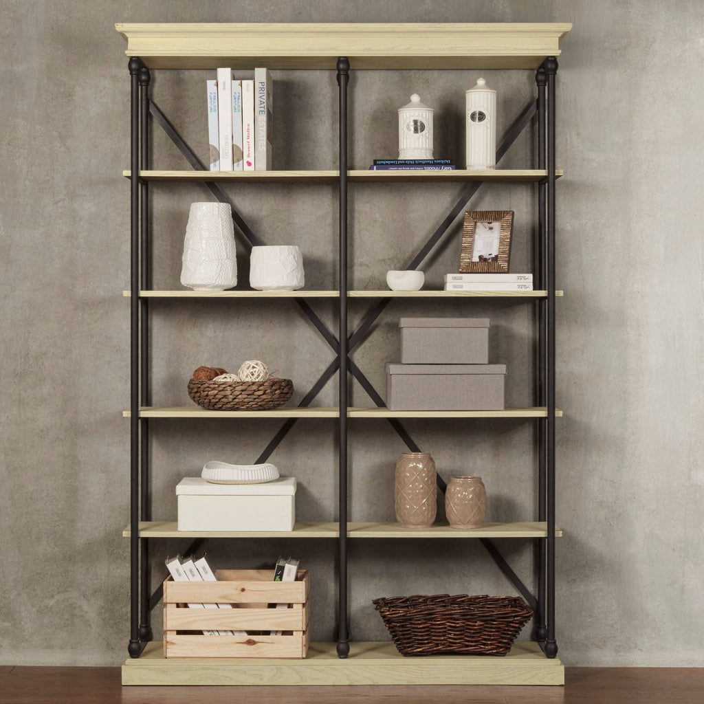 Antique White Double Shelving Bookcase F58817
