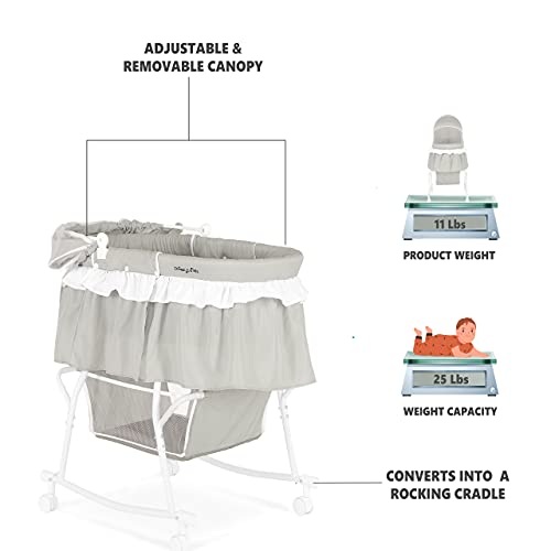 Portable 2-in-1 Bassinet & Cradle in Blue and White with Storage Basket U625713