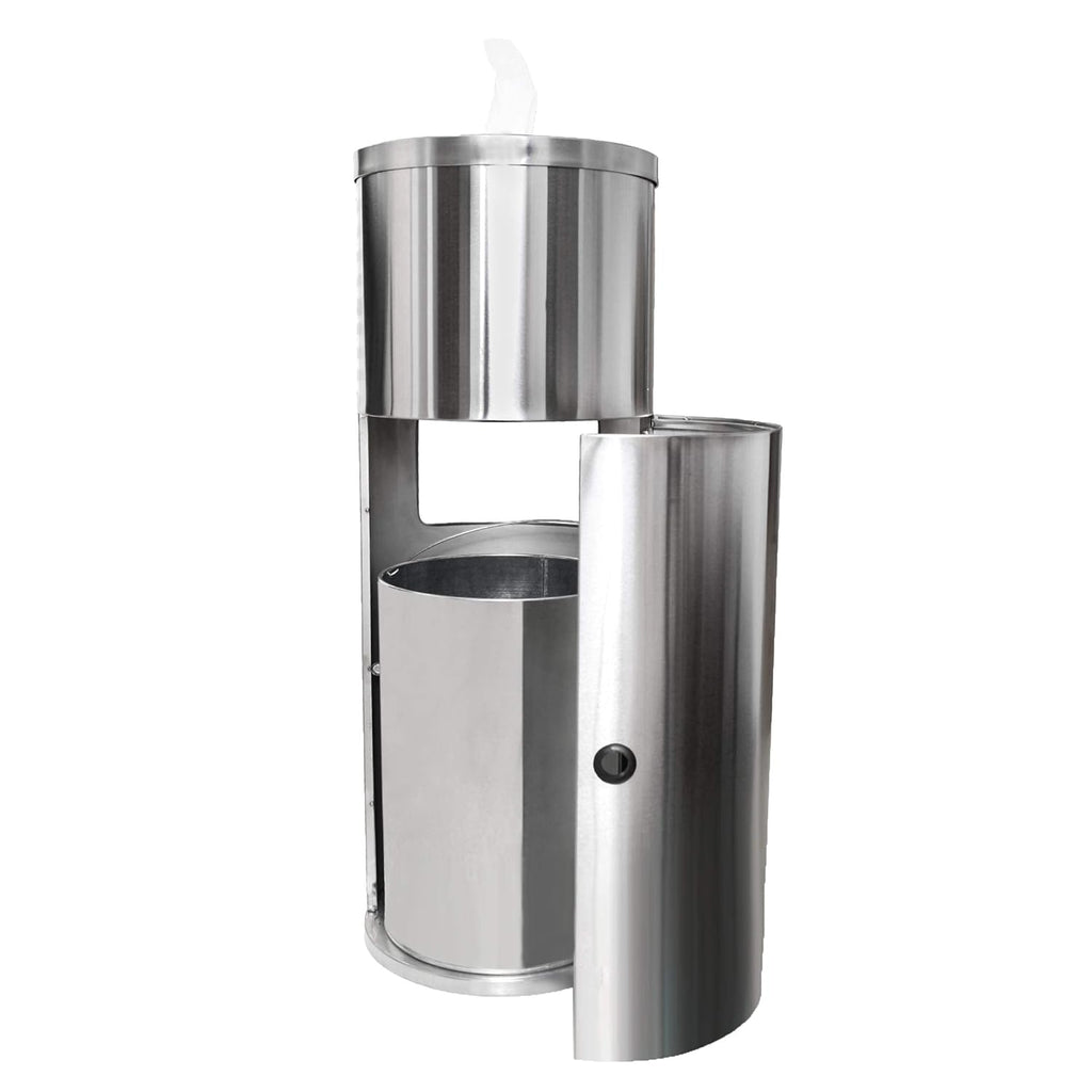 Stainless Steel Floor Stand Wipe Dispenser with Built-in Trash Can K52047