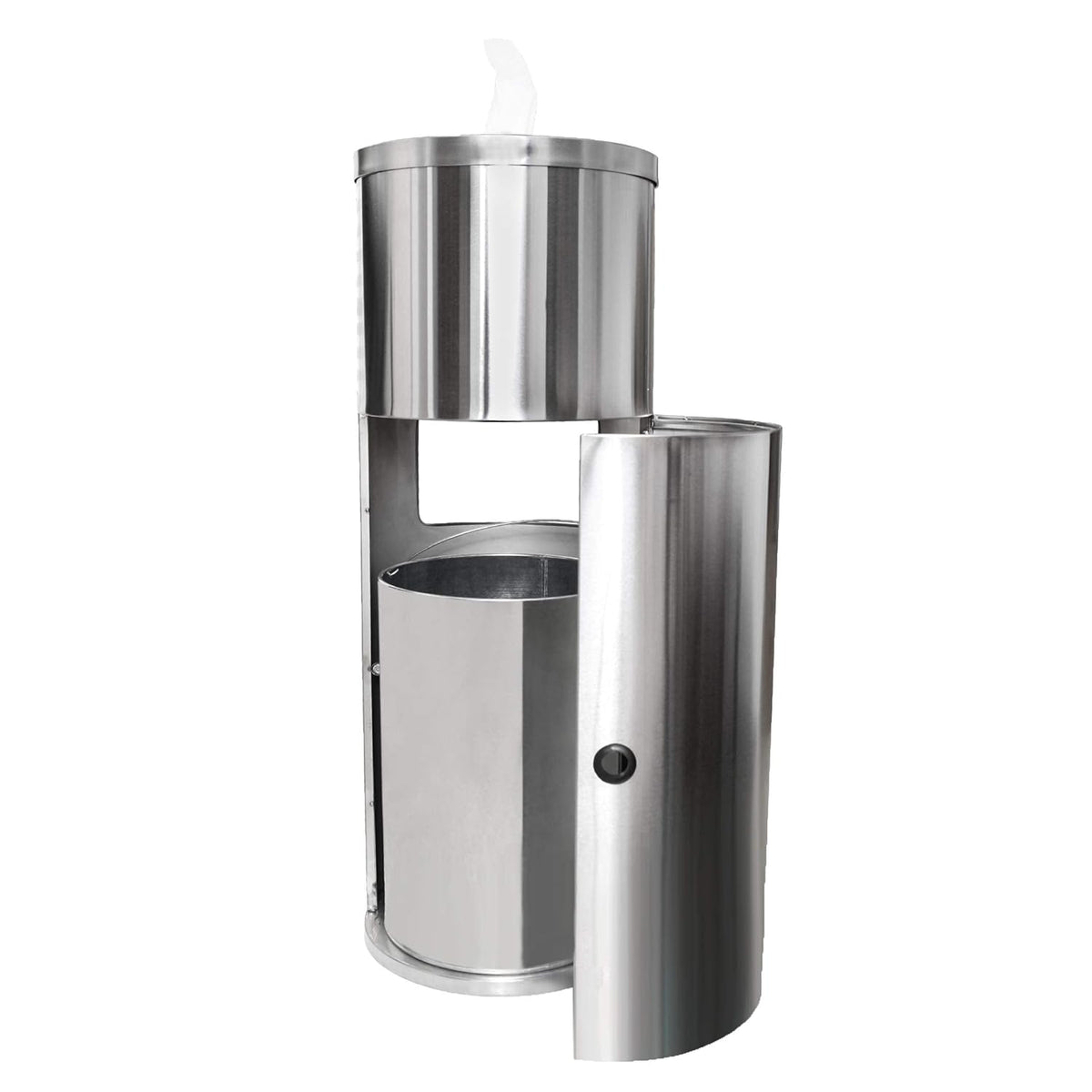 Stainless Steel Floor Stand Wipe Dispenser with Built-in Trash Can K52047