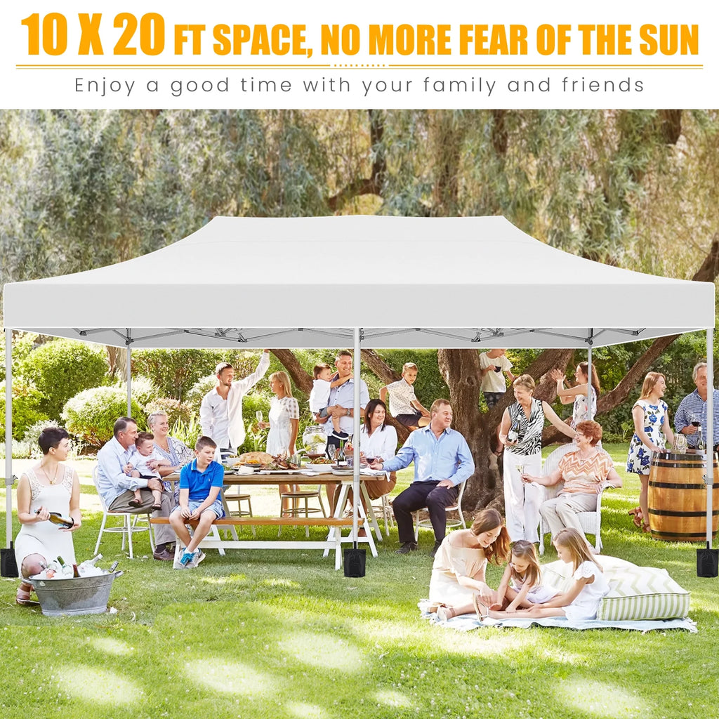 White 10'x20' Waterproof Pop Up Canopy Tent M846960