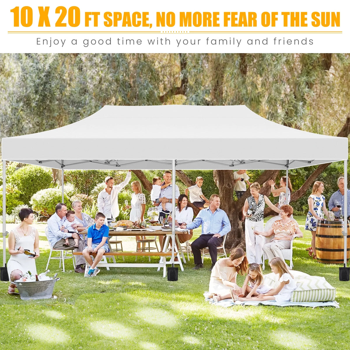 White 10'x20' Waterproof Pop Up Canopy Tent M846960