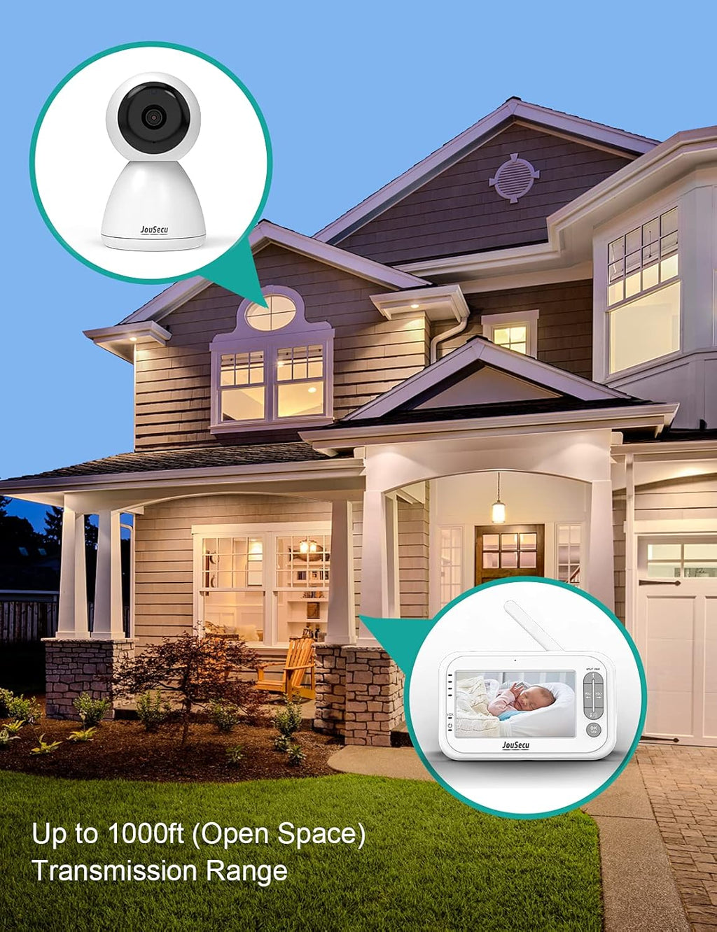 Baby Monitor with 2 Camera and Audio 4.3 Inches LCD Split Screen C2710