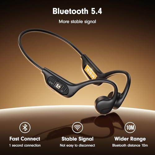 Bone Conduction Open Ear Headphones Bluetooth 5.4 with Mic 10H Playtime IPX5 Waterproof I657941