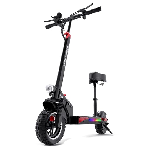 Electric Scooter with 800W Motor, 10'' Solid Tires, Seat & Dual Braking E7005
