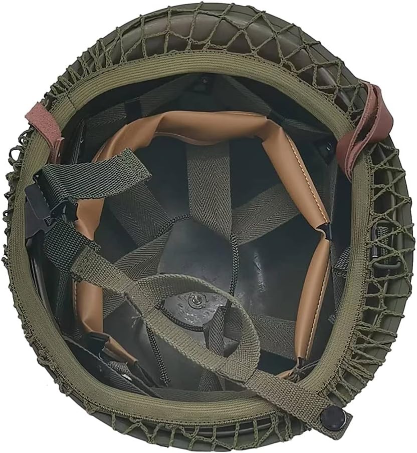 WW2 US Army M1 Helmet Steel Shell with Net Canvas Chin Strap Cat Eye Band W895048