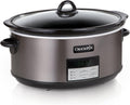 Large 8-Quart Programmable Slow Cooker with Auto Warm Setting, Black Stainless Steel B30153
