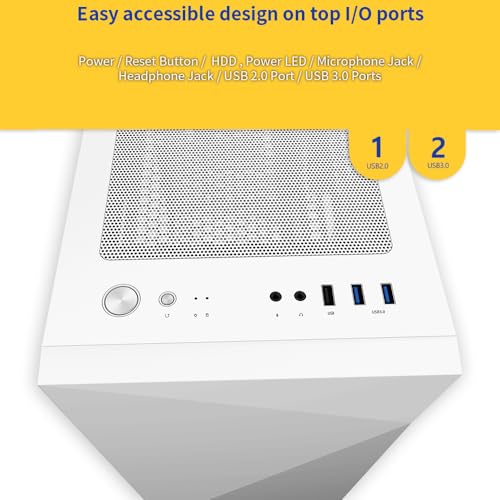 White mATX PC Case with Tempered Glass Side Panel Q85135