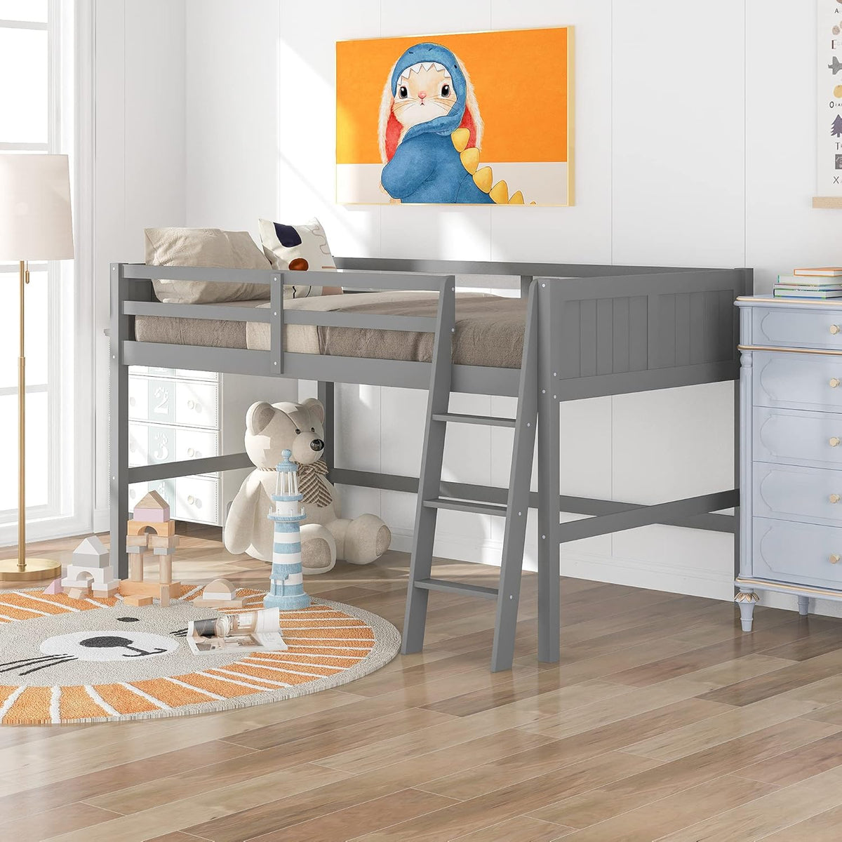 Twin Loft Beds with Slide and Staircase I536